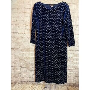 Melissa‎ Harper Velvet Dress Medium Midnight Blue & Silver Embroidered Stars
